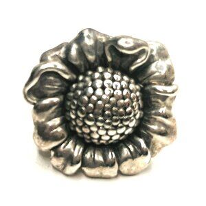 Swedish Sterling Silver Flower Ring | 2000s Sculptural Nordic Design